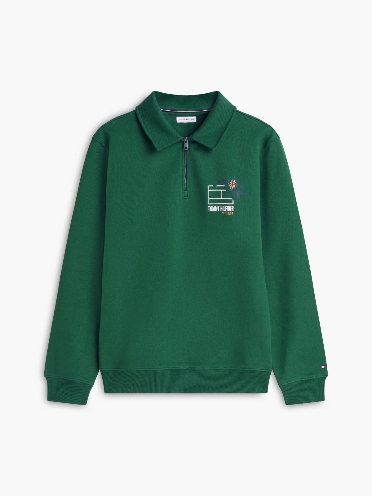 Graphic Quarter-Zip Rugby Sweatshirt — Green