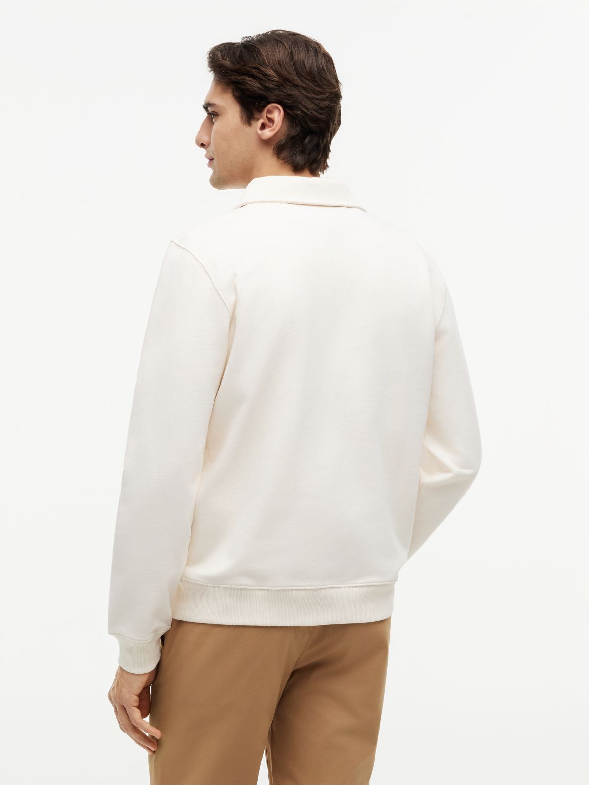 Graphic Quarter-Zip Rugby Sweatshirt — Beige