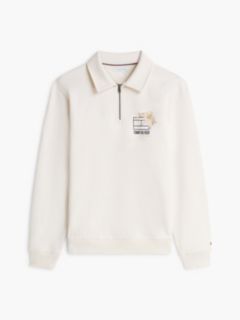 Graphic Quarter-Zip Rugby Sweatshirt — Beige 5