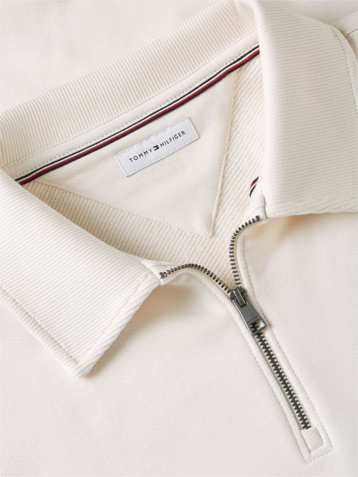 Graphic Quarter-Zip Rugby Sweatshirt — Beige