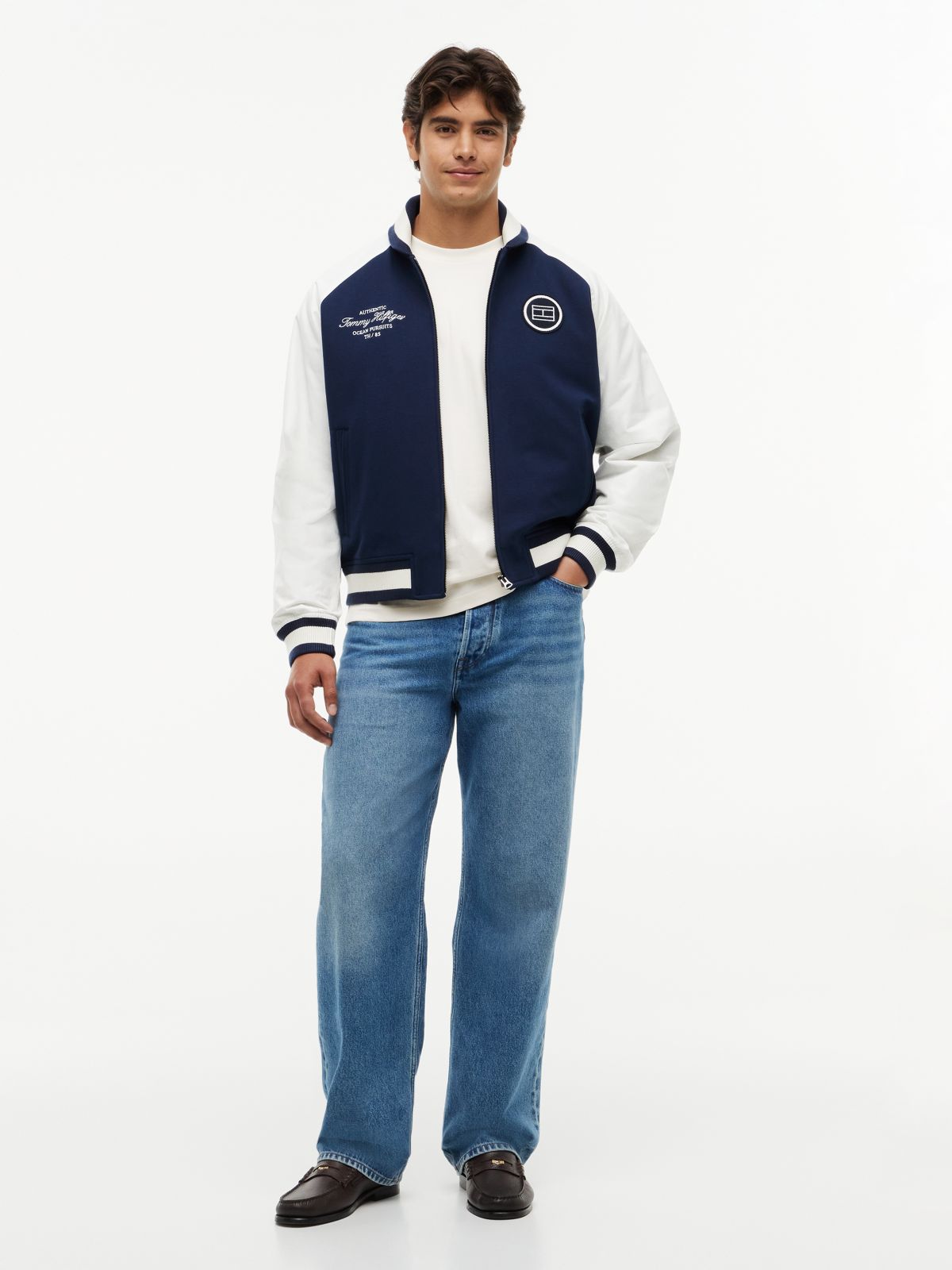 Interlock Knit Colour-Blocked Relaxed Bomber Jacket — Multi