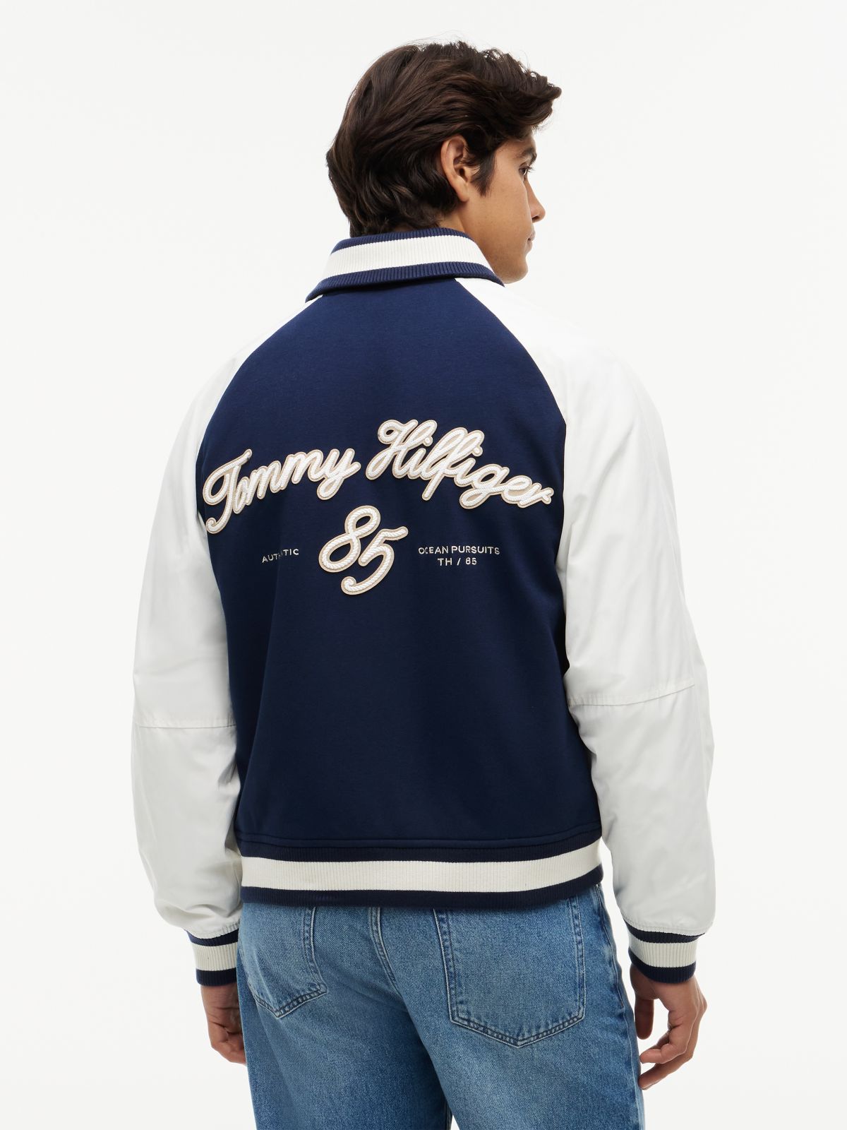 Interlock Knit Colour-Blocked Relaxed Bomber Jacket — Multi