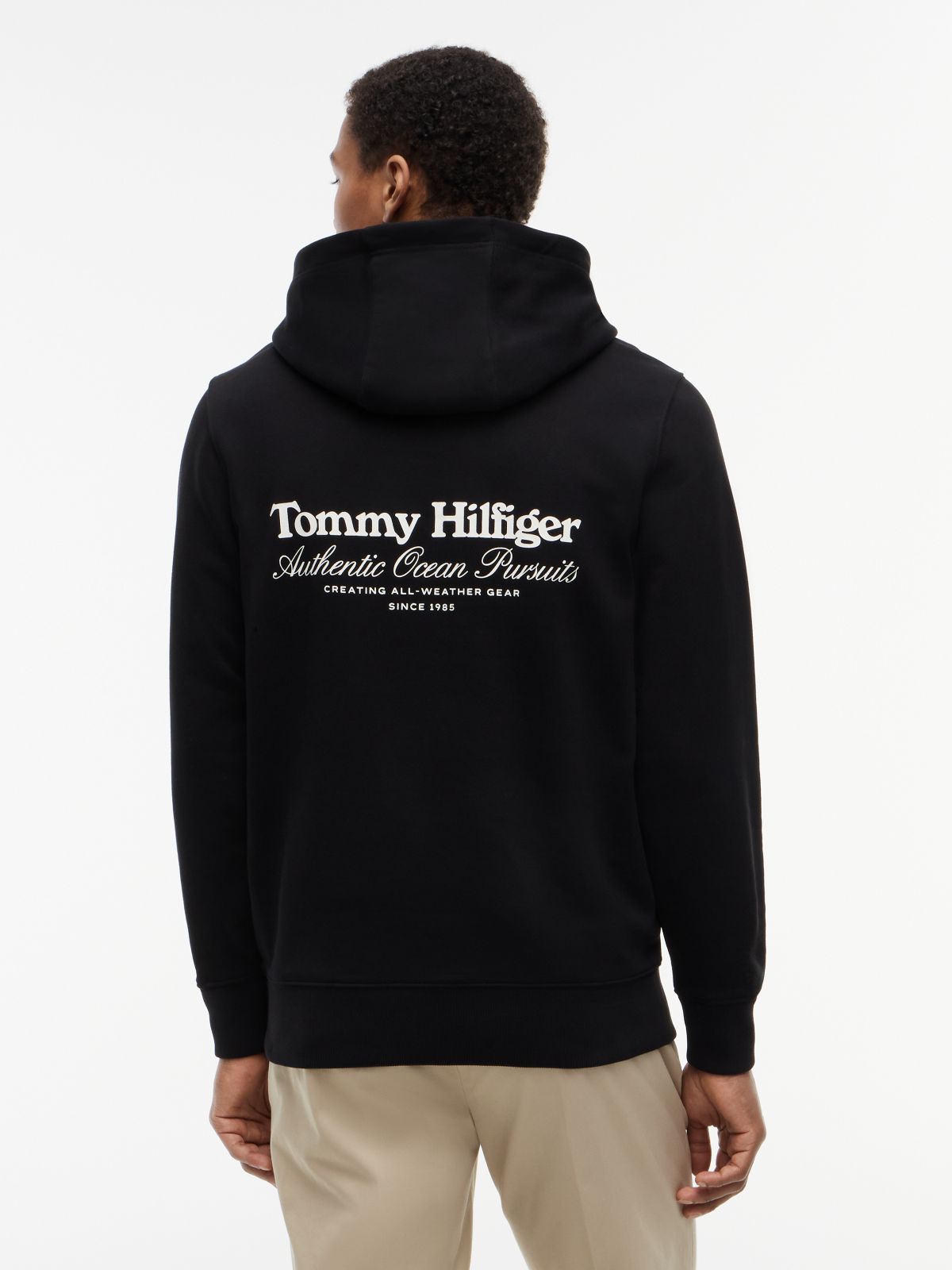 Back Graphic Relaxed Terry Hoody — Black