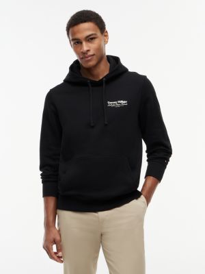 black relaxed fit hoodie aus terry mit rückengrafik für herren - tommy hilfiger