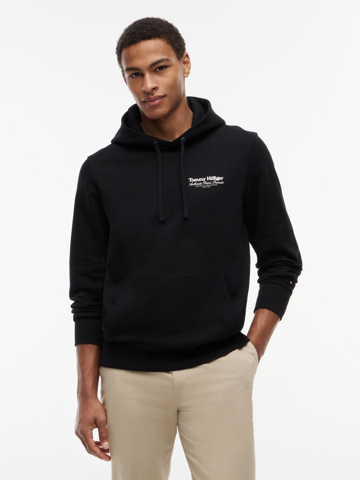 Back Graphic Relaxed Terry Hoody — Black
