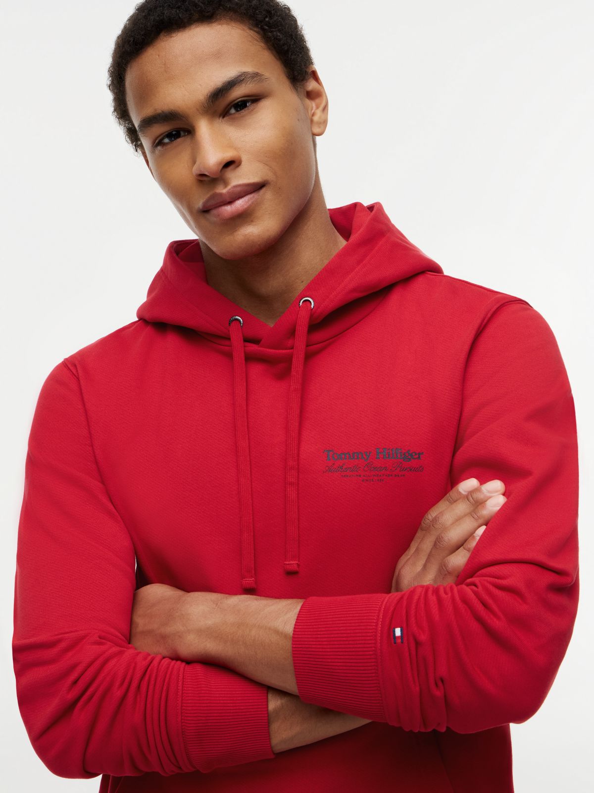 Back Graphic Relaxed Terry Hoody — Red