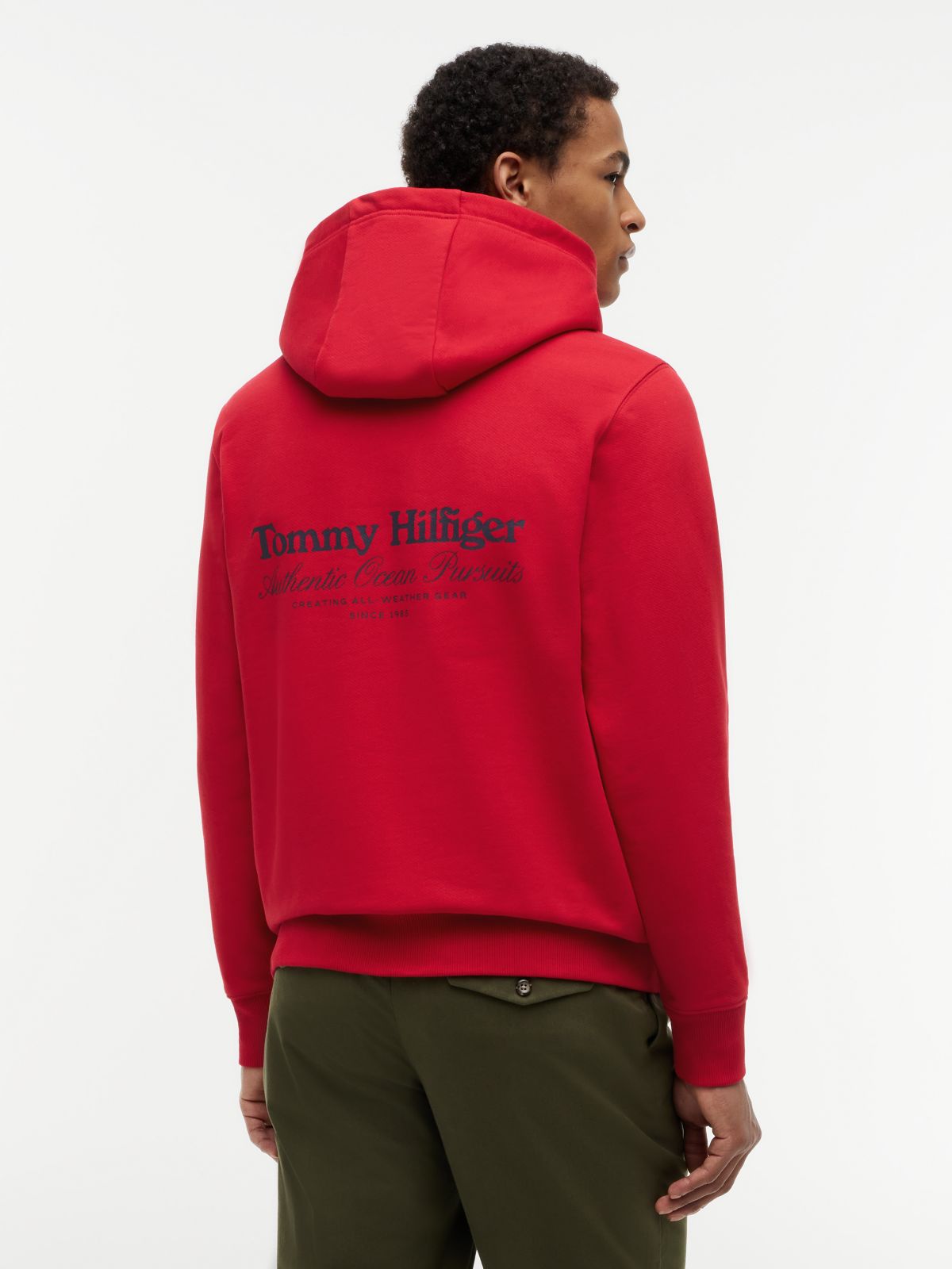 Back Graphic Relaxed Terry Hoody — Red