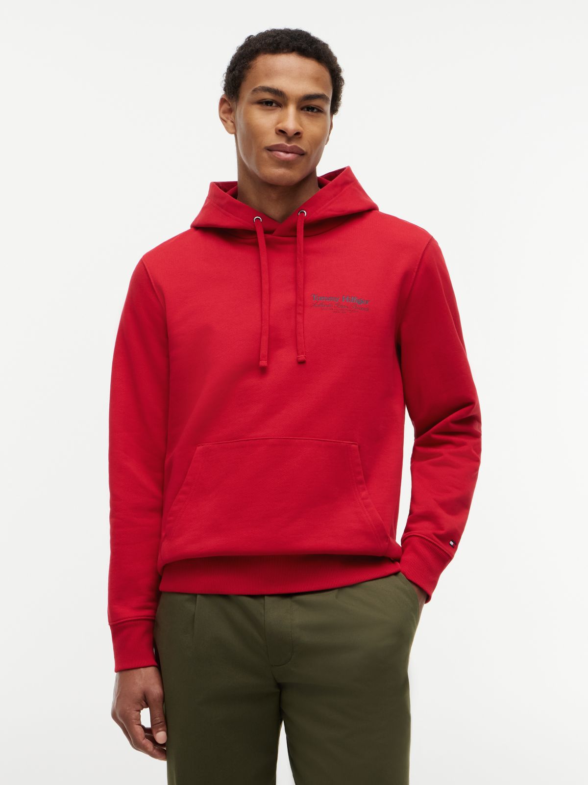 Back Graphic Relaxed Terry Hoody — Red