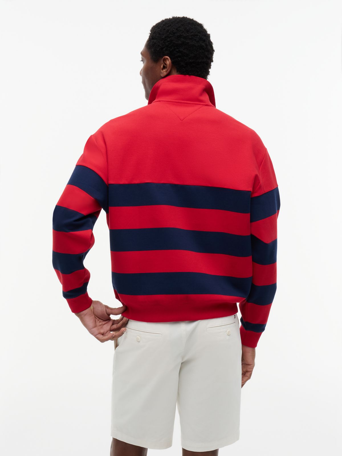 Stripe Mock Neck Quarter-Zip Sweatshirt — Multi