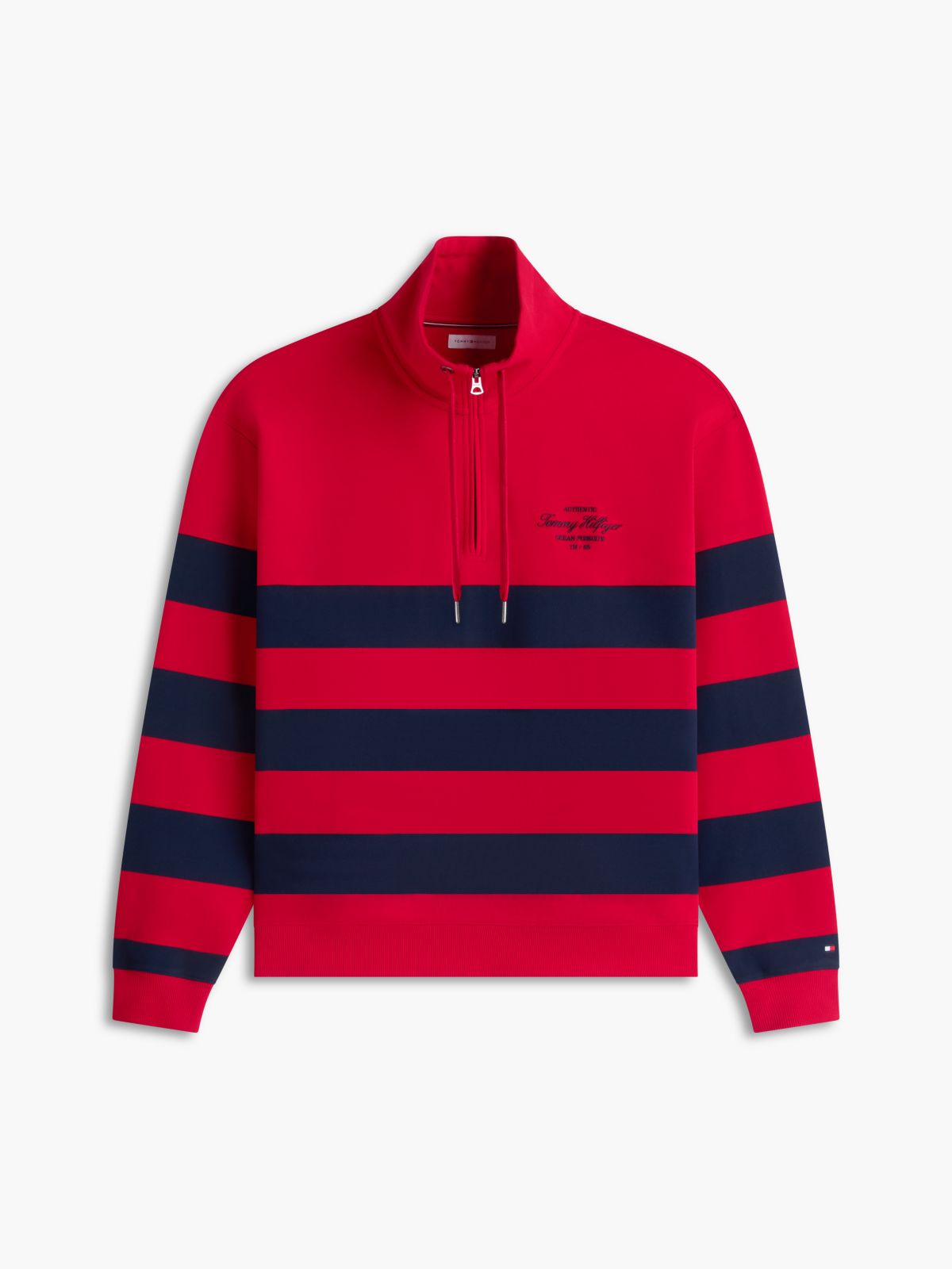Stripe Mock Neck Quarter-Zip Sweatshirt — Multi