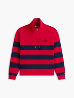 Stripe Mock Neck Quarter-Zip Sweatshirt — Multi 6