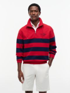 Stripe Mock Neck Quarter-Zip Sweatshirt — Multi 1