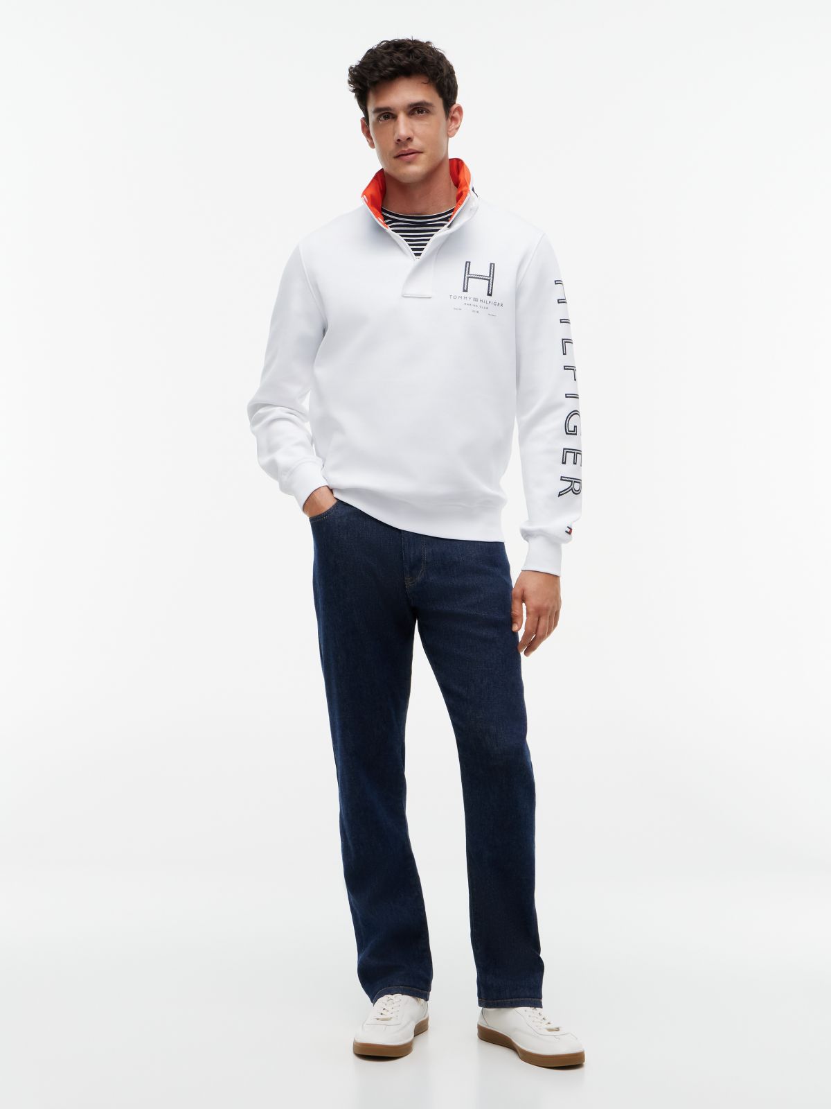 Logo Sleeve Quarter-Zip Sweatshirt — White