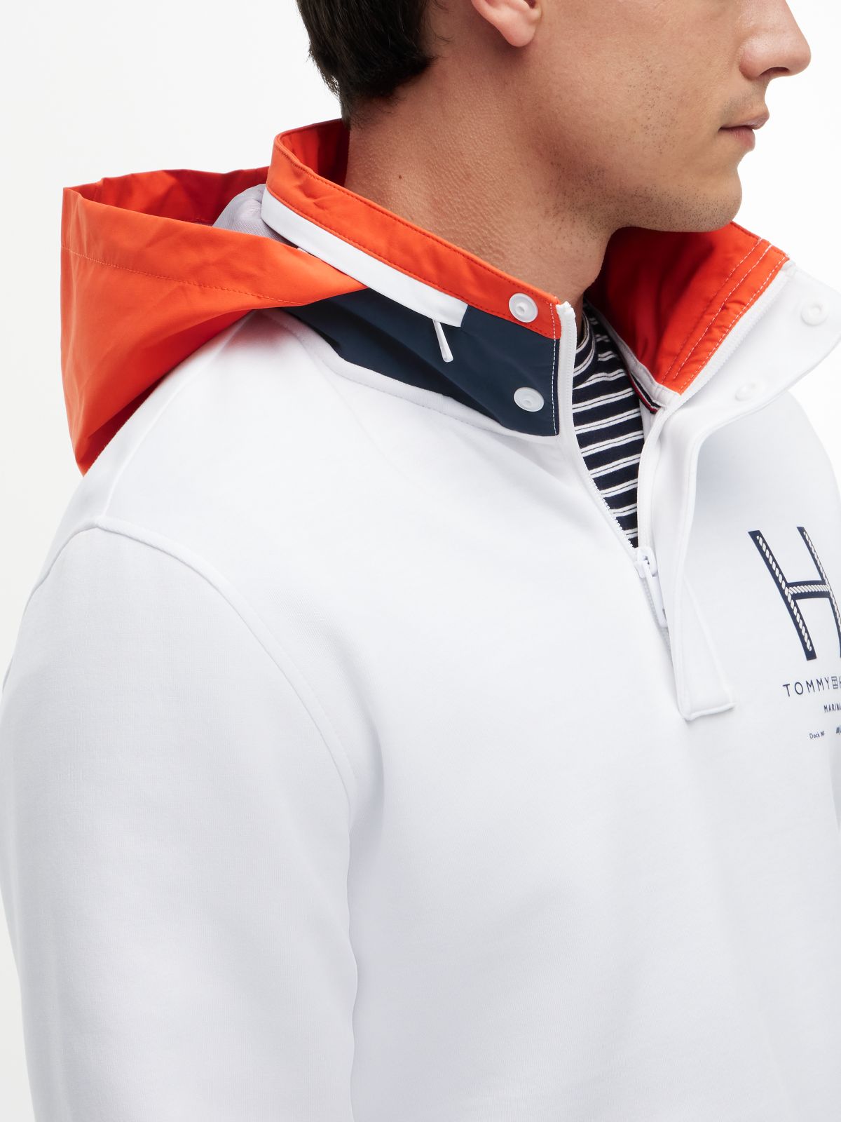 Logo Sleeve Quarter-Zip Sweatshirt — White