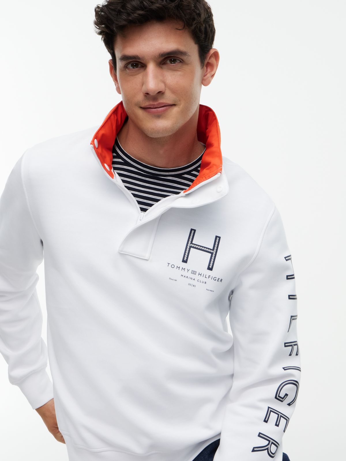 Logo Sleeve Quarter-Zip Sweatshirt — White