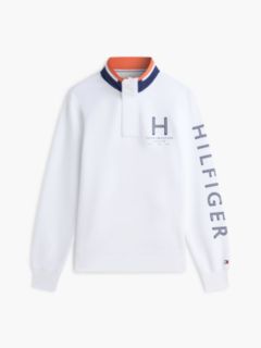 Logo Sleeve Quarter-Zip Sweatshirt — White 6