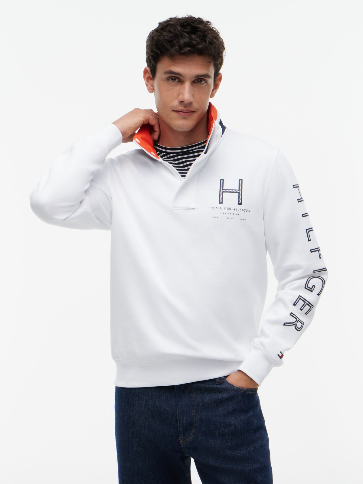 Logo Sleeve Quarter-Zip Sweatshirt — White