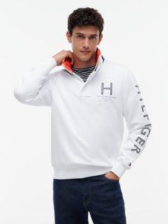 Logo Sleeve Quarter-Zip Sweatshirt — White 1