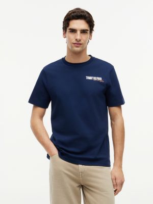 t-shirt en jersey imprimé au dos blue pour hommes tommy hilfiger