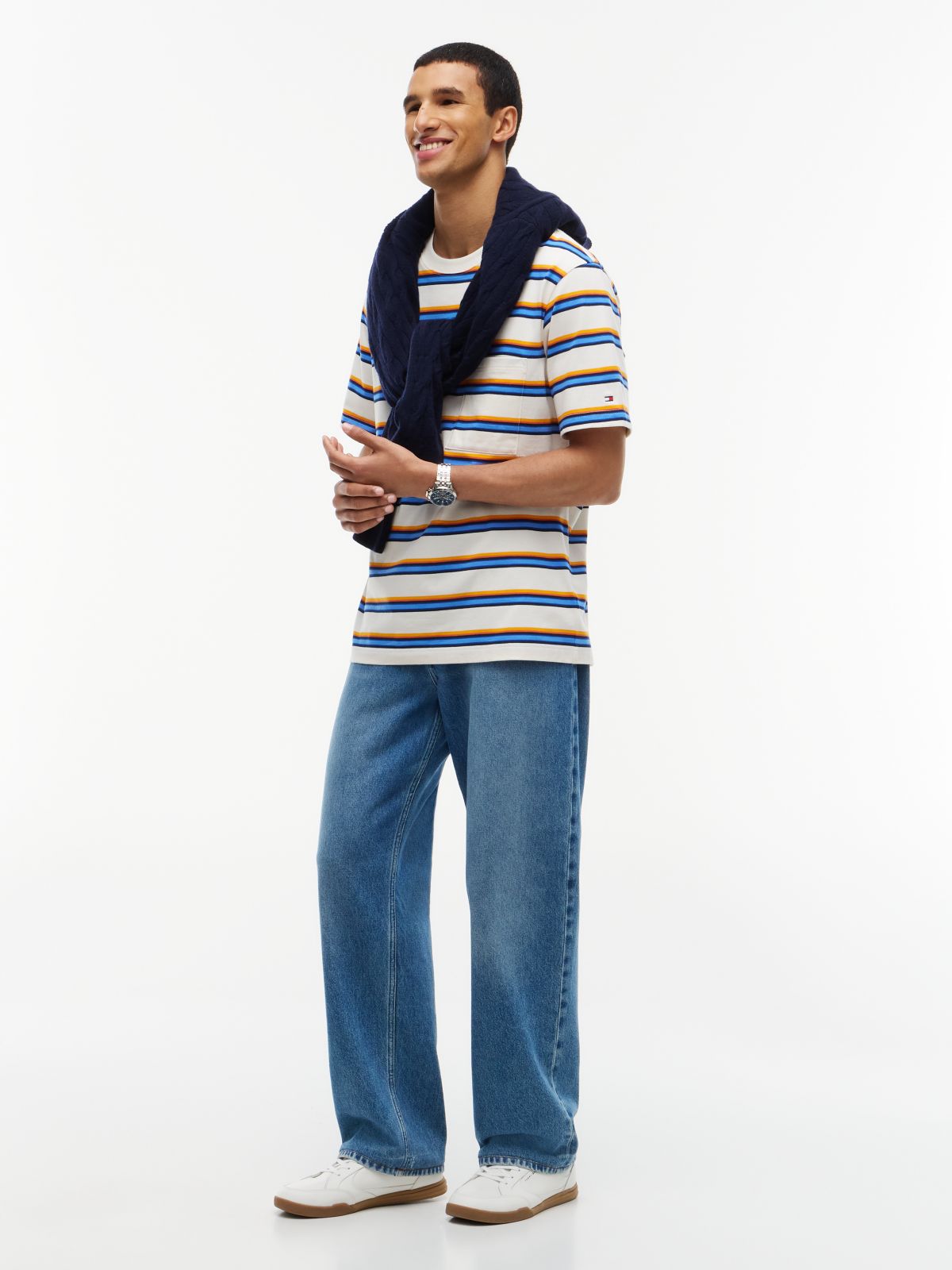 Mixed Stripe Relaxed Jersey T-Shirt — Multi