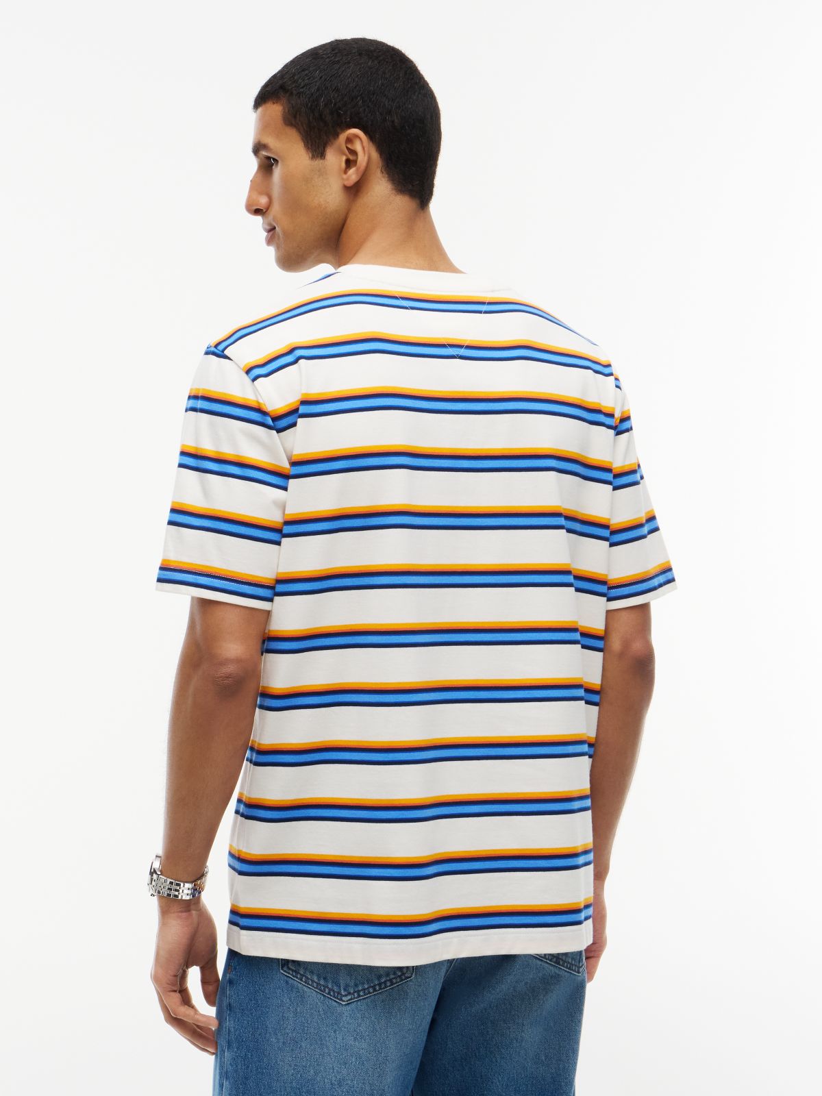 Mixed Stripe Relaxed Jersey T-Shirt — Multi
