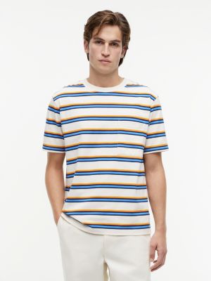 t-shirt relaxed fit in jersey con mix di righe white da uomini tommy hilfiger