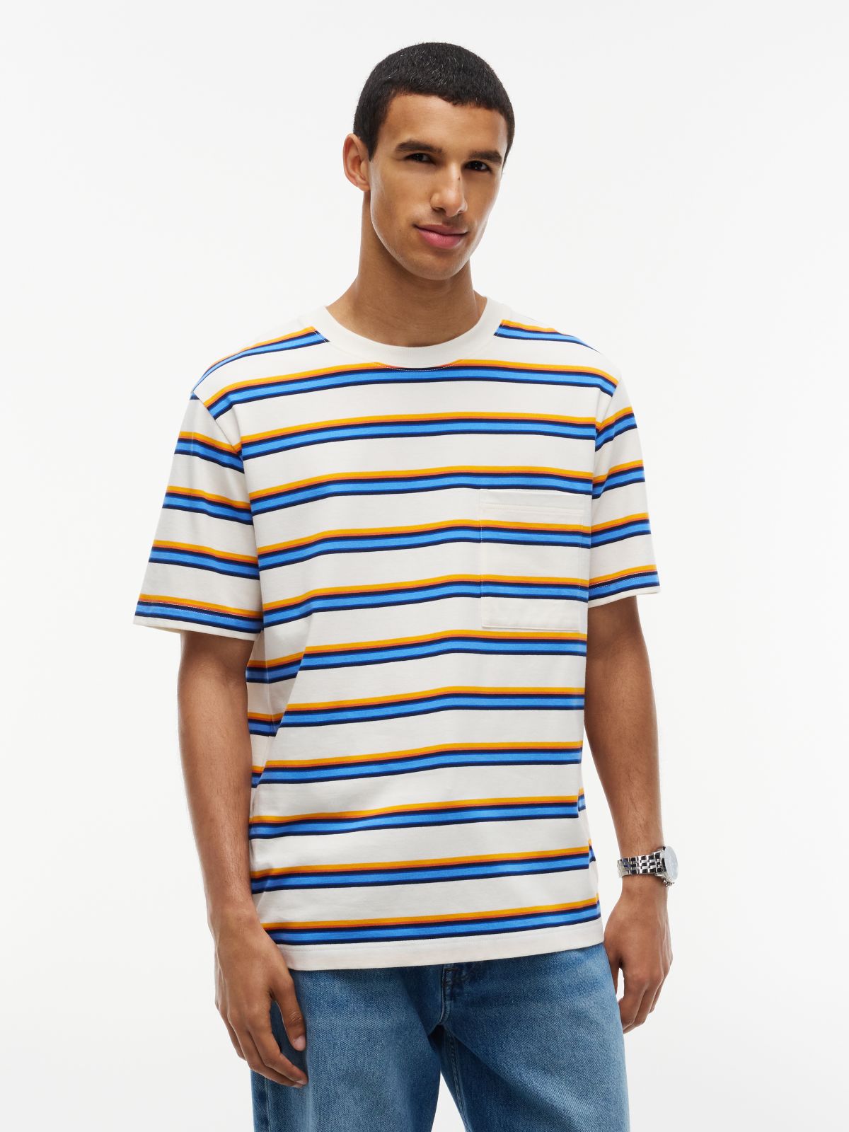 Mixed Stripe Relaxed Jersey T-Shirt — Multi