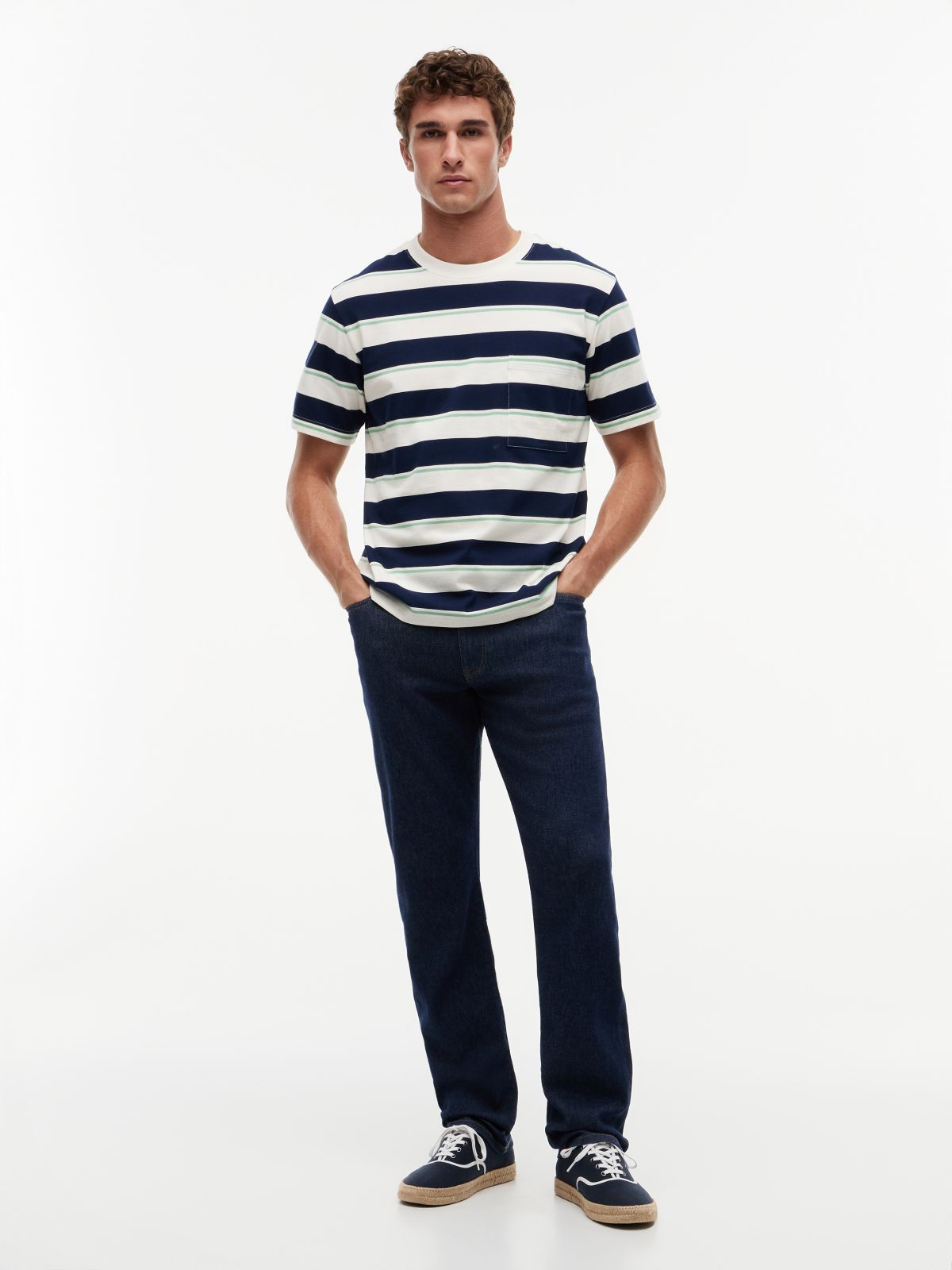 Mixed Stripe Relaxed Jersey T-Shirt — Multi