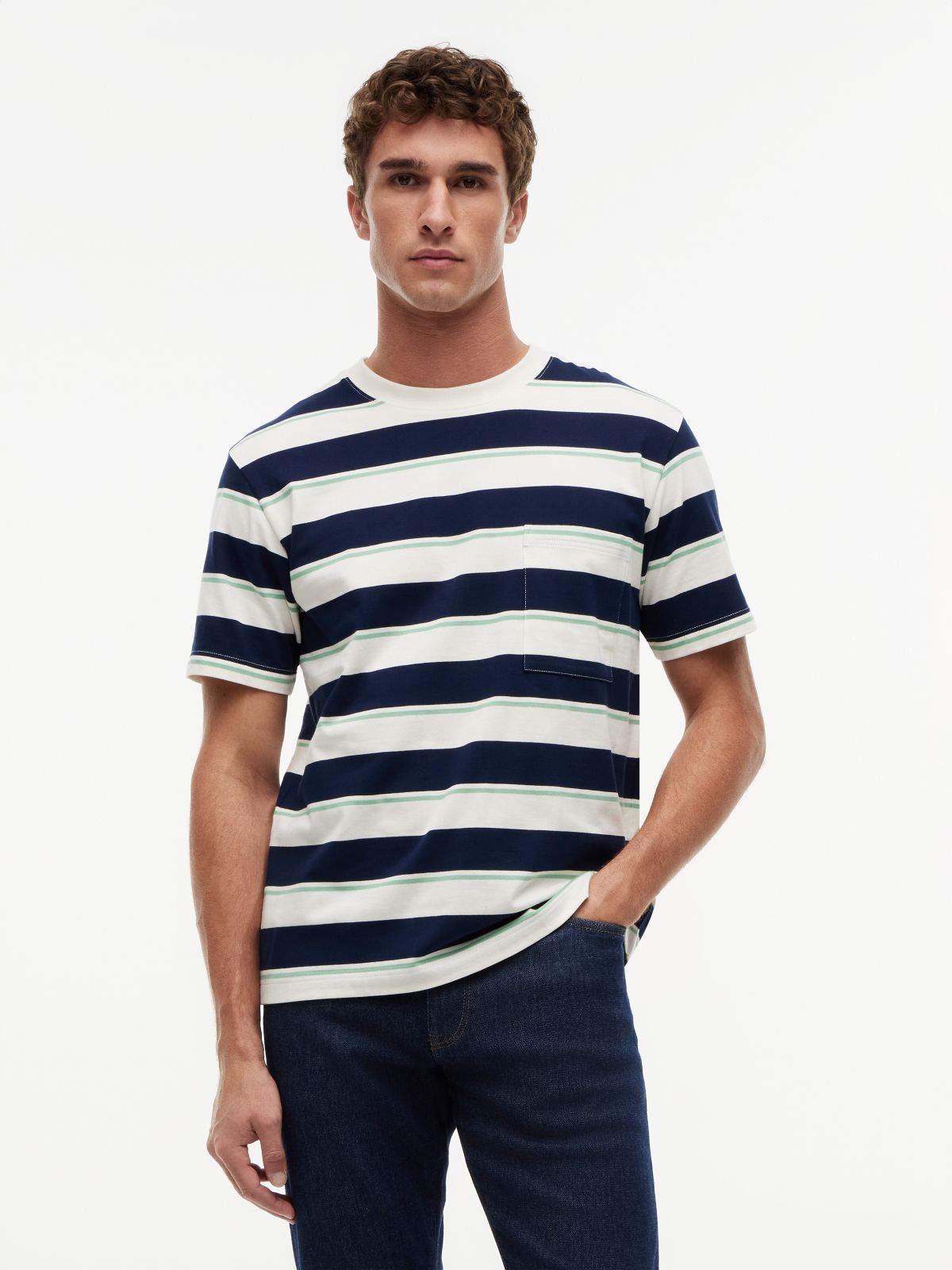 Mixed Stripe Relaxed Jersey T-Shirt — Multi