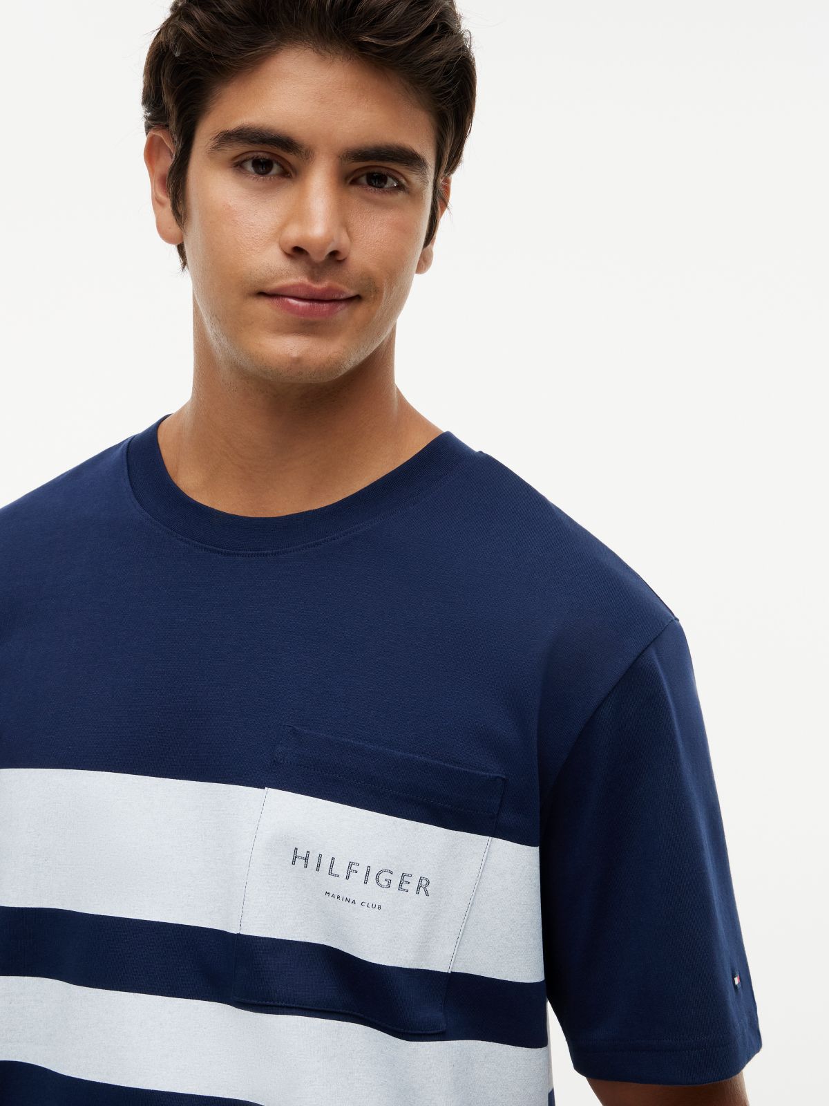 Logo Colour-Blocked Relaxed T-Shirt — Blue