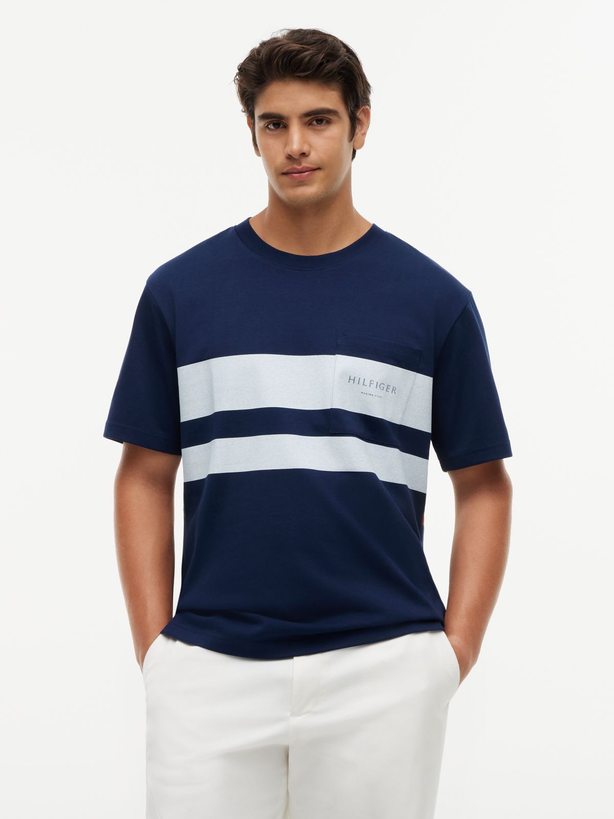 Logo Colour-Blocked Relaxed T-Shirt — Blue