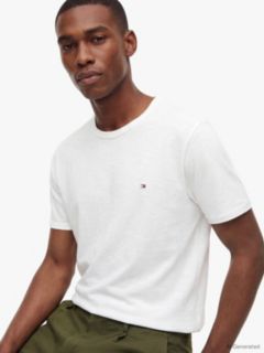 Flag Embroidery Textured Crew Neck T-Shirt — White 3