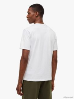 Flag Embroidery Textured Crew Neck T-Shirt — White 4