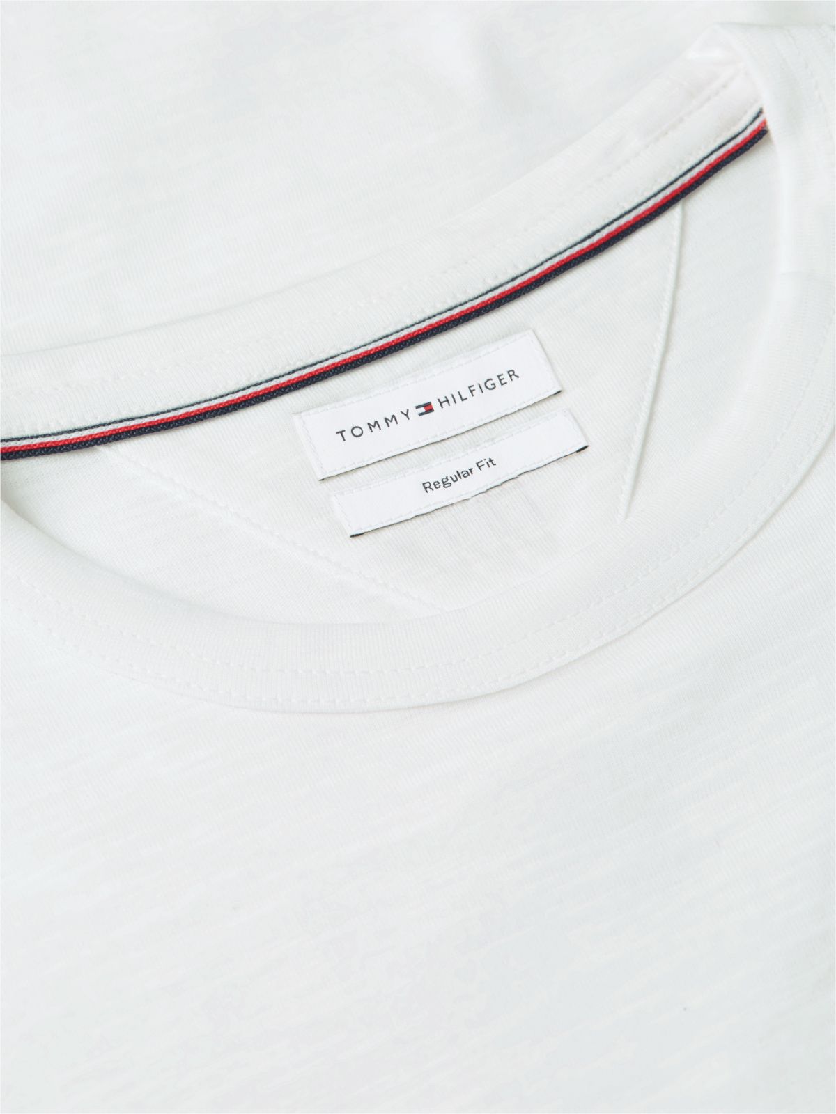 Flag Embroidery Textured Crew Neck T-Shirt — White