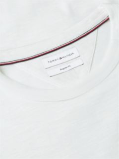 Flag Embroidery Textured Crew Neck T-Shirt — White 6