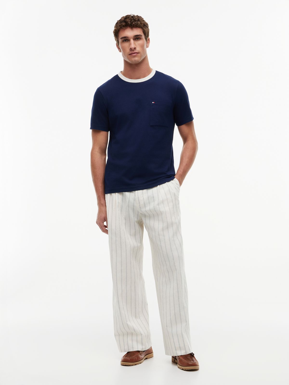 Mesh Collar Jersey T-Shirt — Blue
