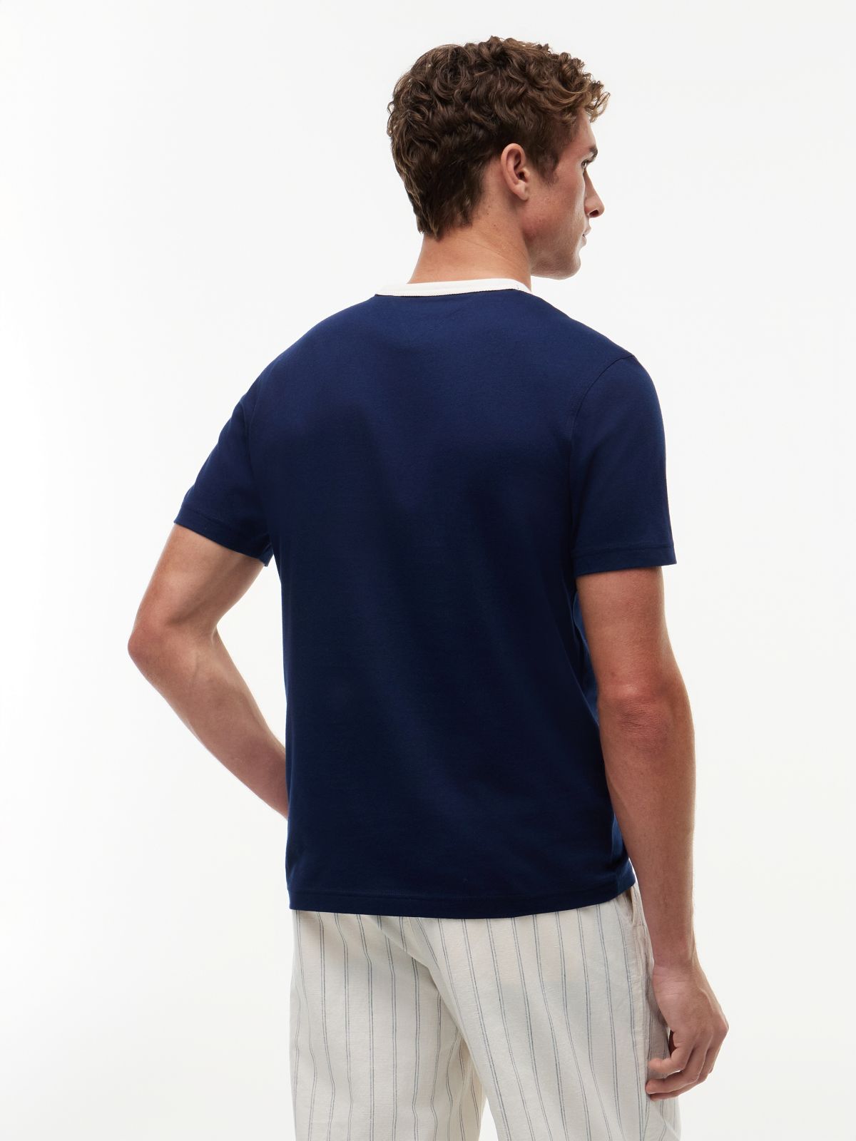 Mesh Collar Jersey T-Shirt — Blue