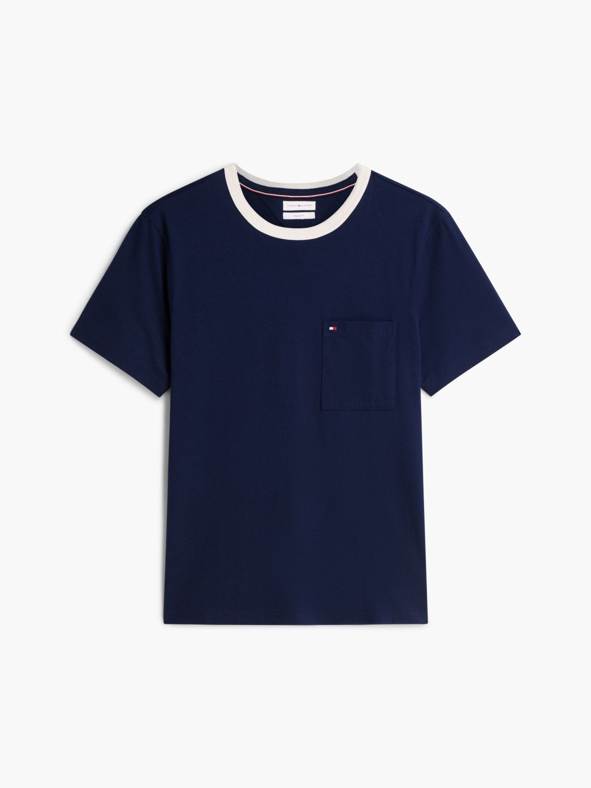 Mesh Collar Jersey T-Shirt — Blue