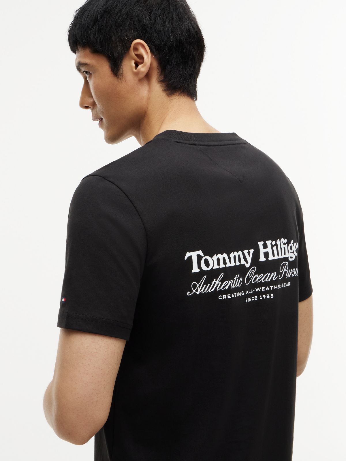 Back Graphic Jersey Crew Neck T-Shirt — Black