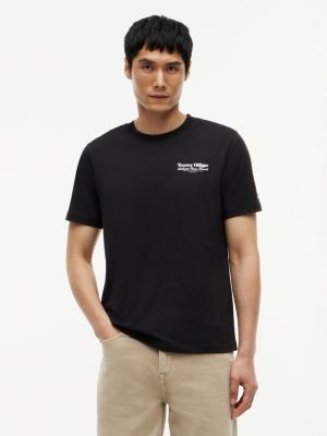t-shirt en jersey col ras-du-cou imprimé au dos black pour hommes tommy hilfiger
