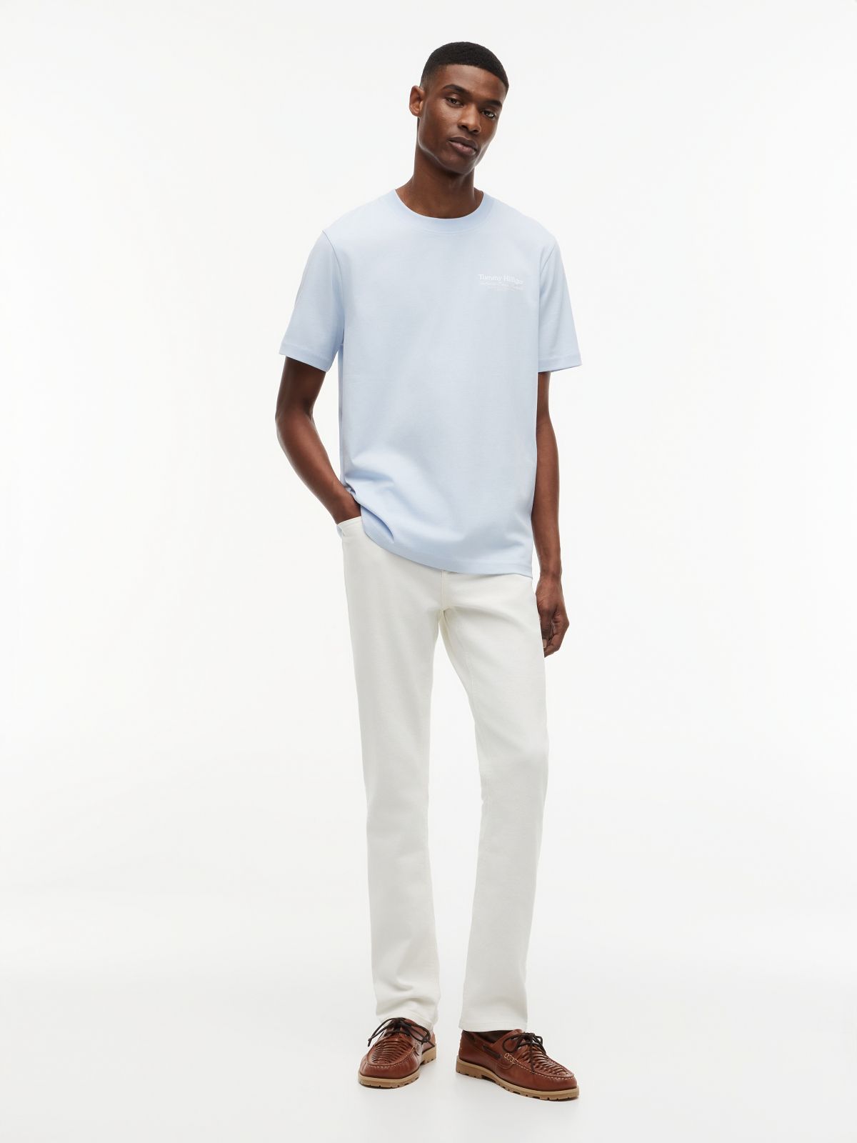Back Graphic Jersey Crew Neck T-Shirt — Blue