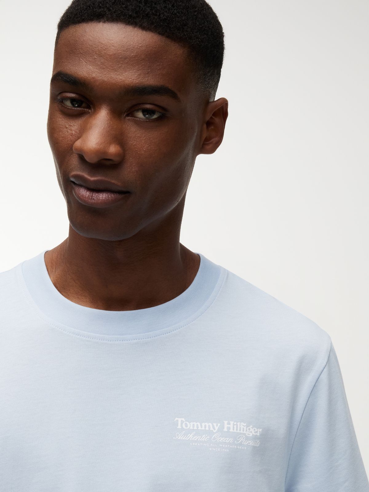 Back Graphic Jersey Crew Neck T-Shirt — Blue