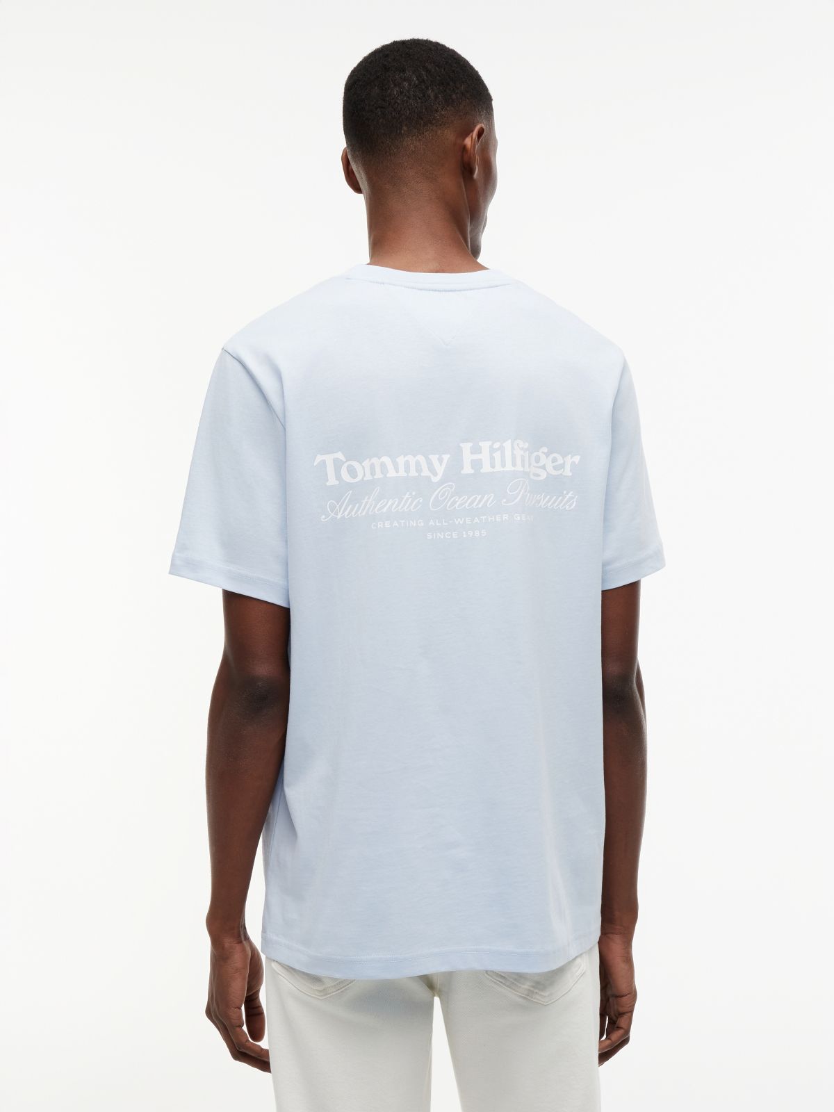 Back Graphic Jersey Crew Neck T-Shirt — Blue