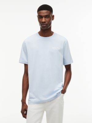 t-shirt en jersey col ras-du-cou imprimé au dos blue pour hommes tommy hilfiger
