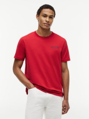 red t-shirt aus jersey mit rückengrafik für herren - tommy hilfiger