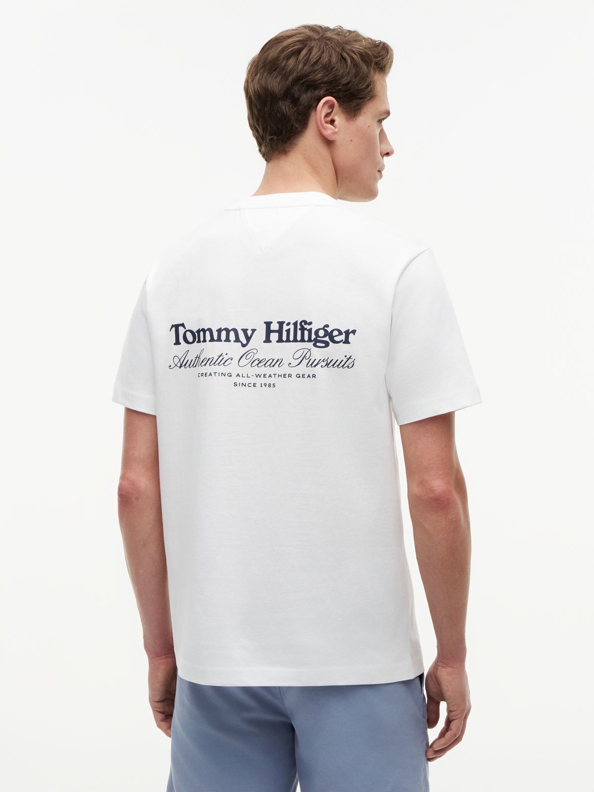 Back Graphic Jersey Crew Neck T-Shirt — White
