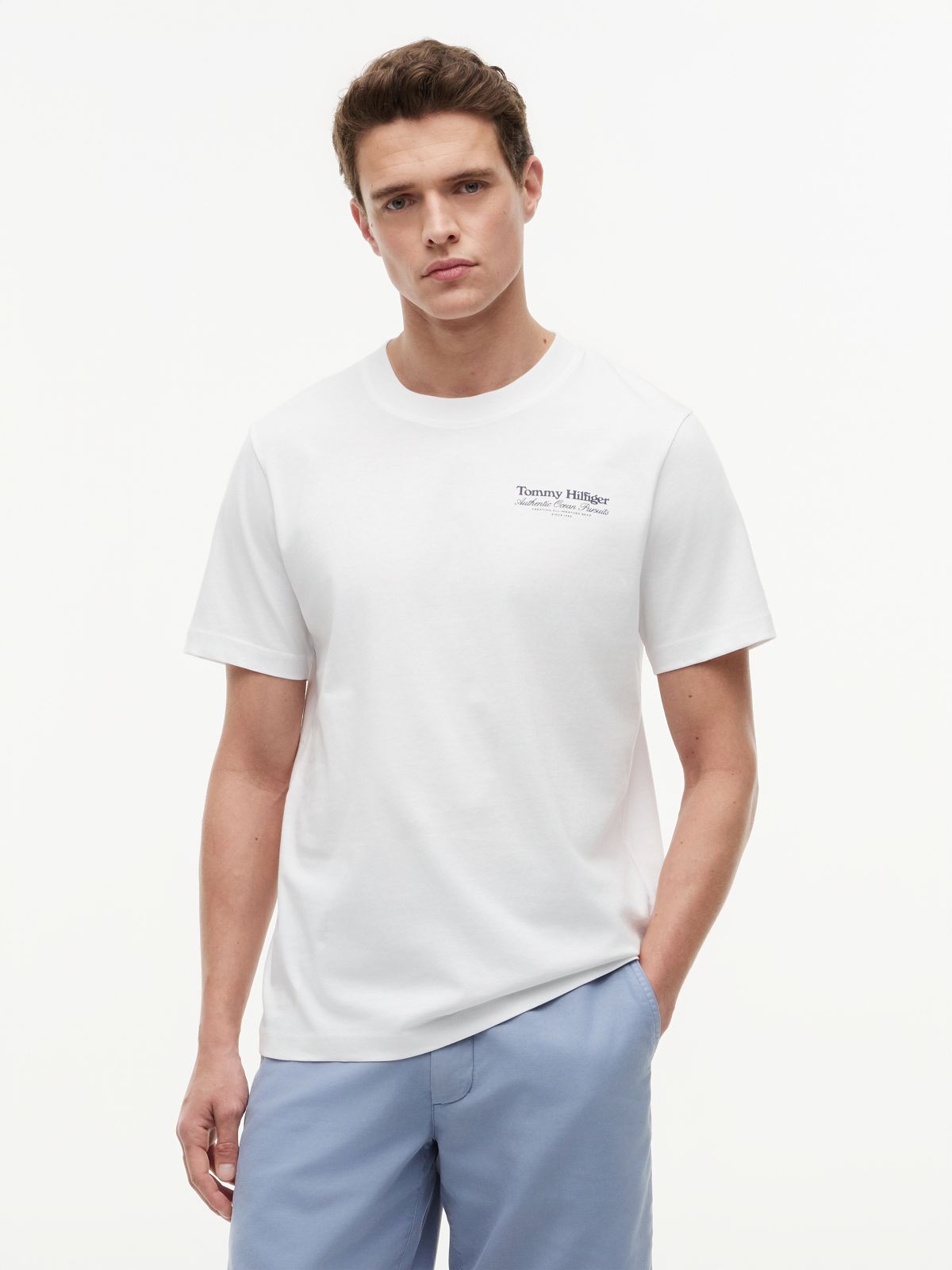 Back Graphic Jersey Crew Neck T-Shirt — White