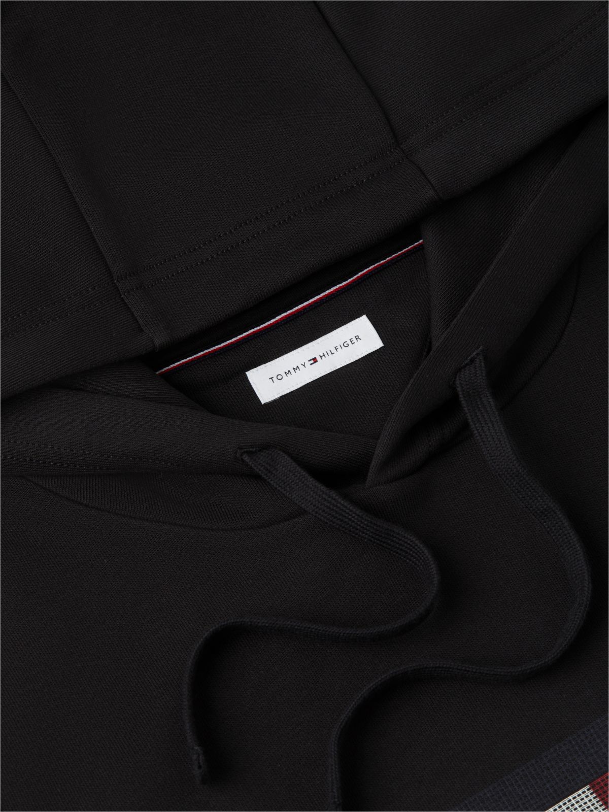 Flag Graphic Terry Drawstring Hoody — Black