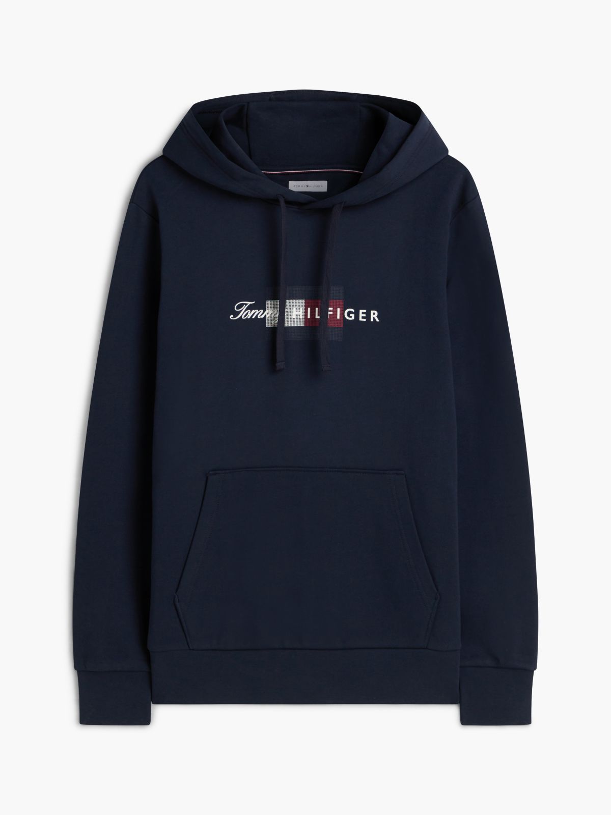 Flag Graphic Terry Drawstring Hoody — Blue
