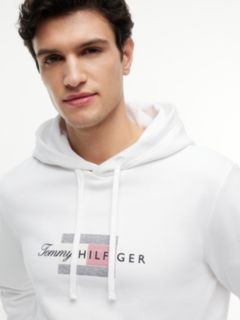 Flag Graphic Terry Drawstring Hoody — White 3